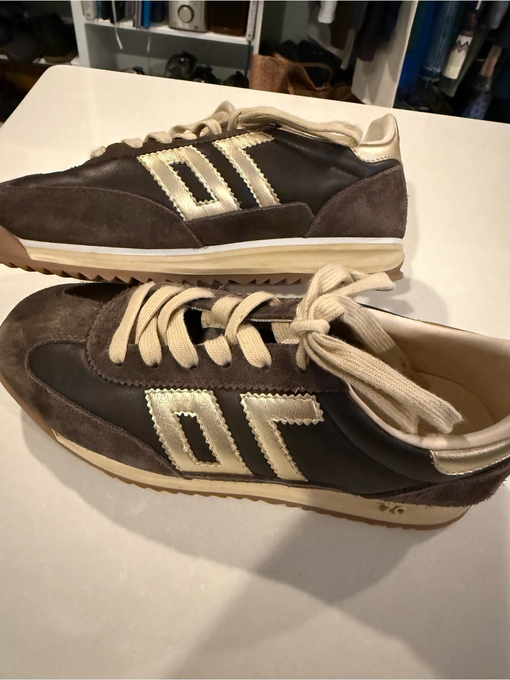 Women's Back 70 Jogger Retro Suede Sneaker in Brown and Cream, 7 Anthropology